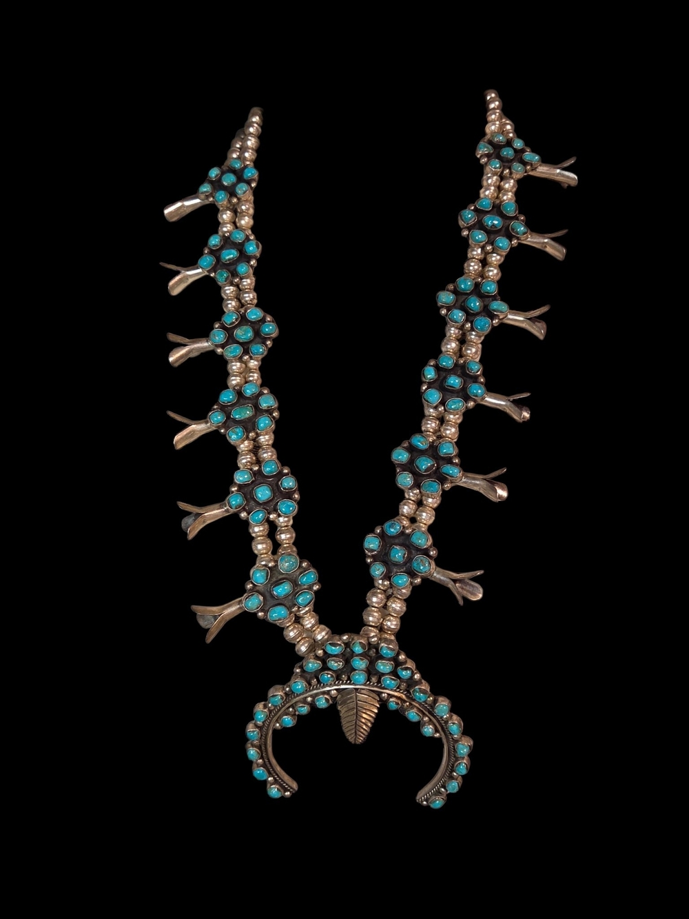 Turquoise Cluster Squash Blossom Necklace - Women Jewelry FG